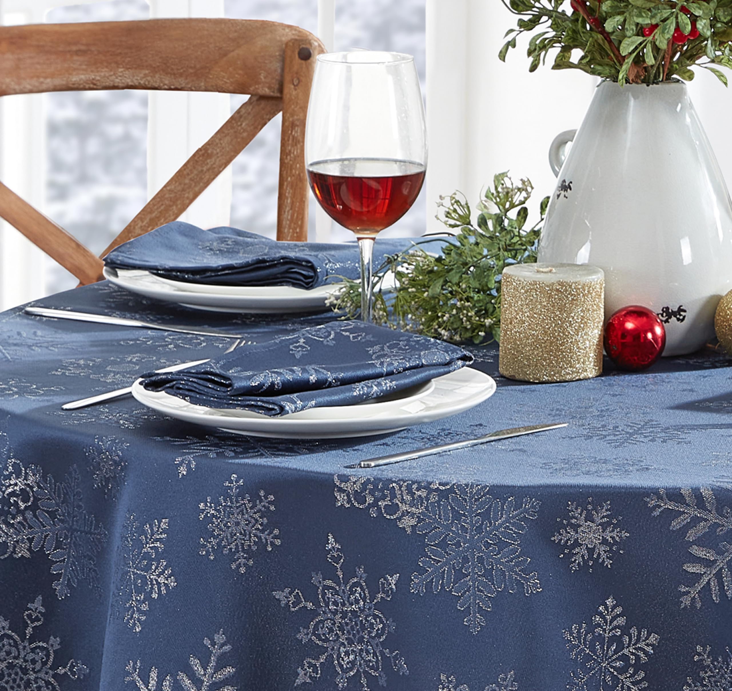 Newbridge easy-care fabric machine washes clean for reusable holiday tables
