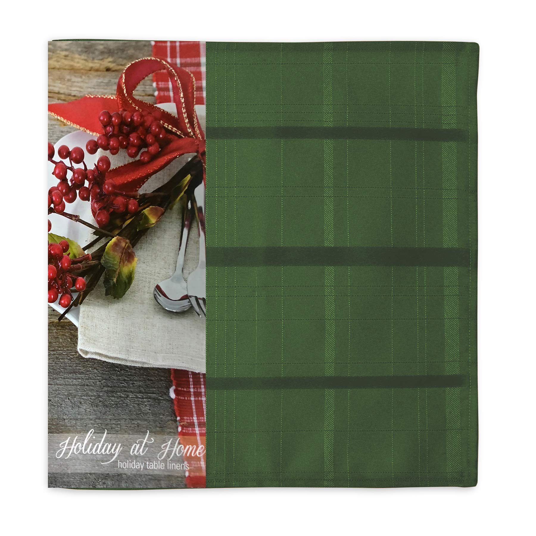 Newbridge Elegance Plaid tablecloth over banquet setup demonstrates easy no-iron care.