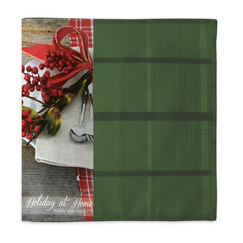 Newbridge Elegance Plaid tablecloth over banquet setup demonstrates easy no-iron care.