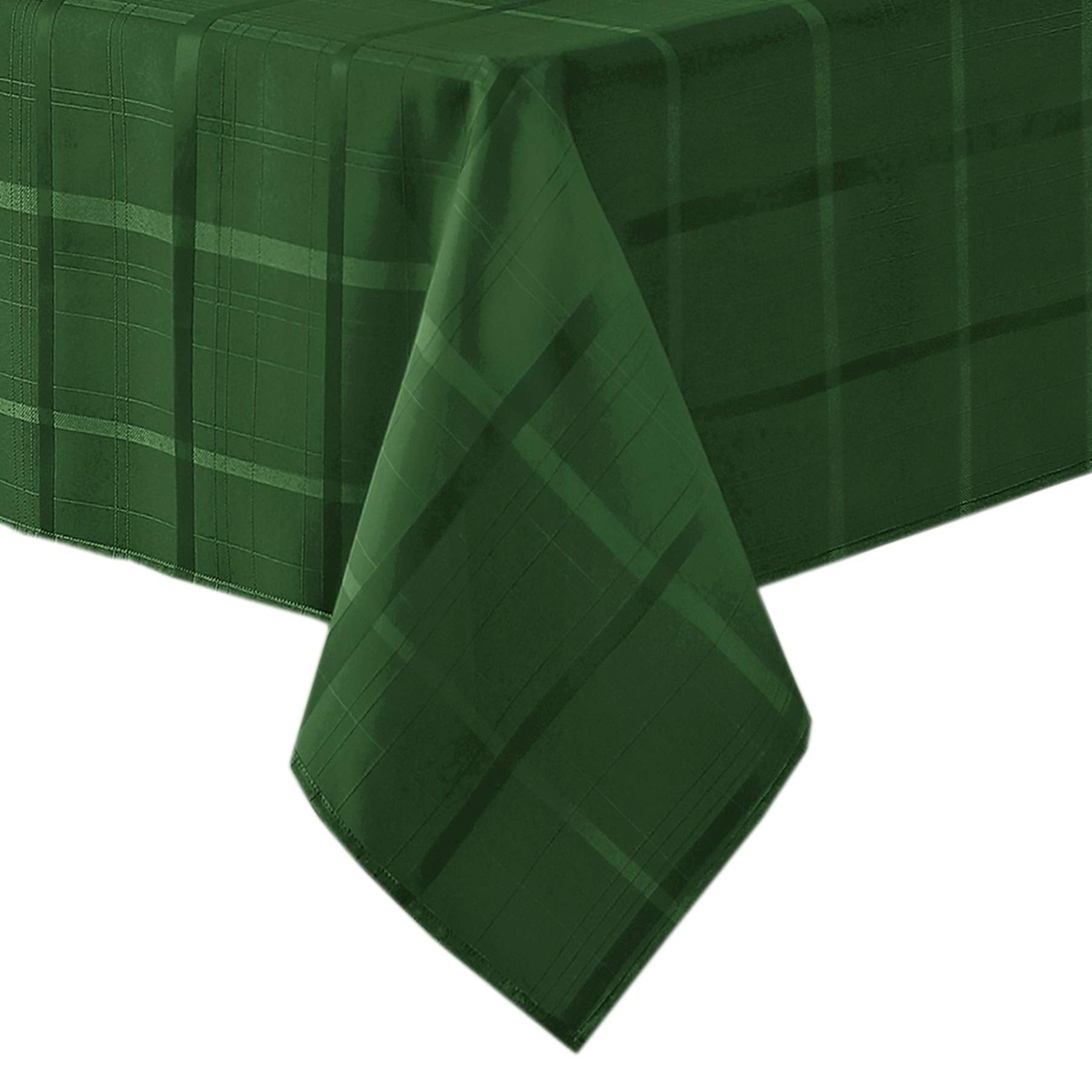 Newbridge Elegance Plaid tablecloth set for wedding reception in hunter green.
