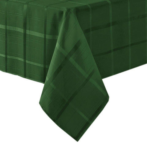 Newbridge Elegance Plaid tablecloth set for wedding reception in hunter green.