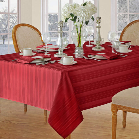 Elegant holiday table set featuring a Newbridge tablecloth for festive dining.