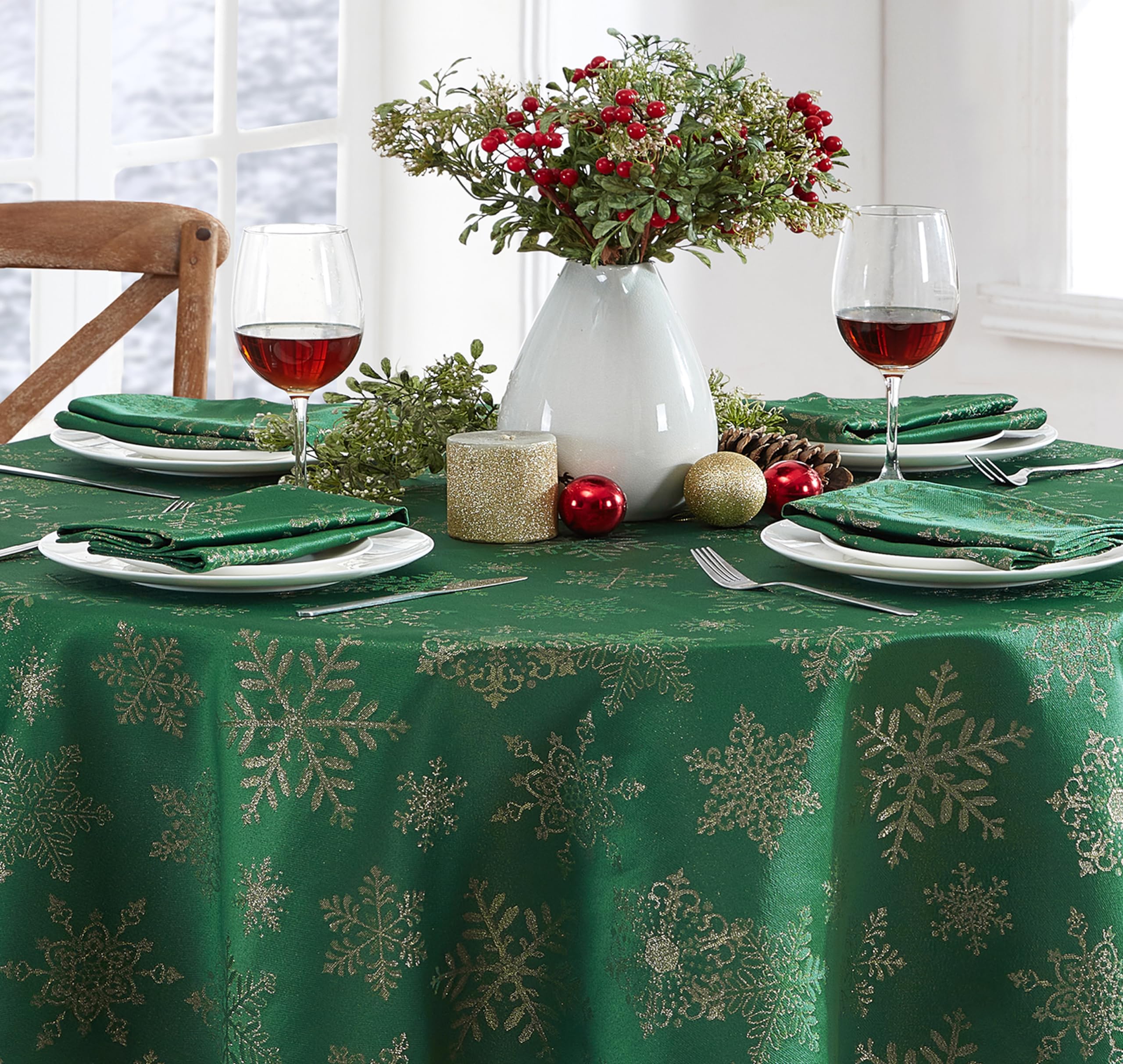 Newbridge hunter gold tablecloth on rectangle 60x84 supports stylish setups.