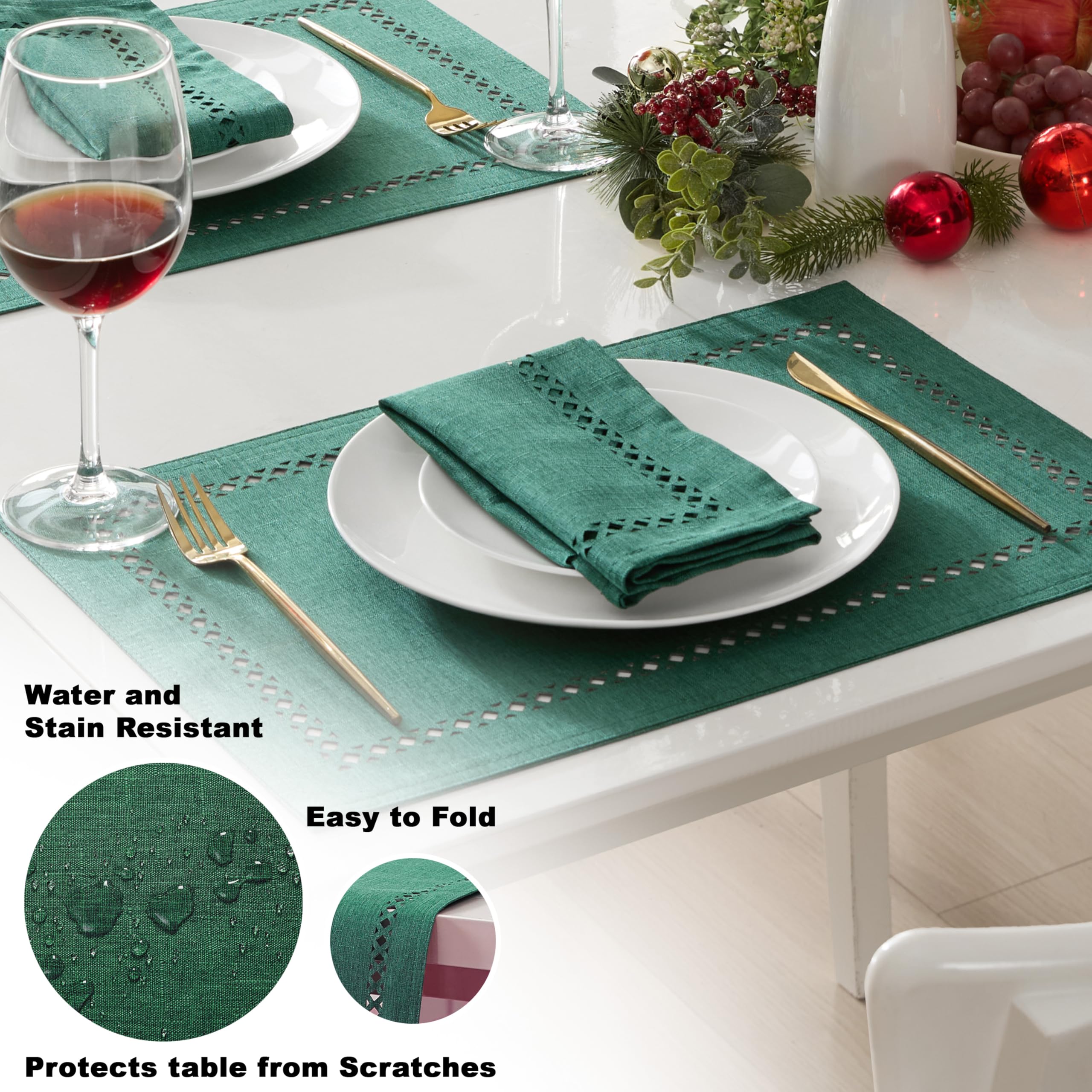 Newbridge napkins with hemmed edges provide durable, neat finishes.
