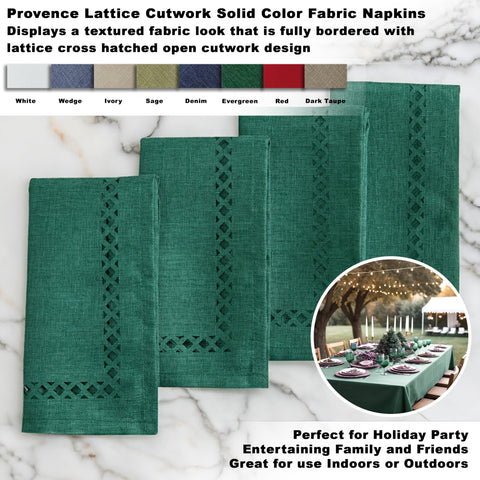 Newbridge solid-color textured fabric napkins offer easy-care convenience.
