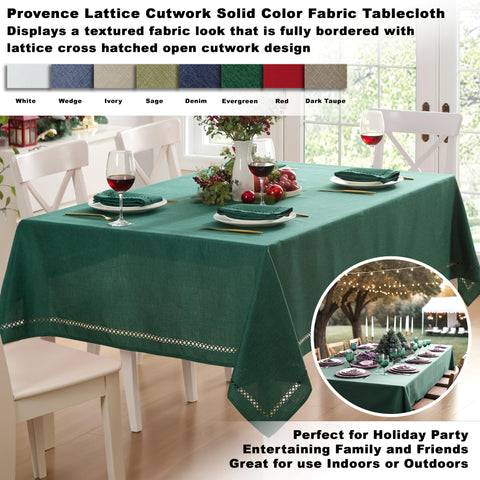 Newbridge Provence tablecloth texture closeup highlights durable easy-care fabric.