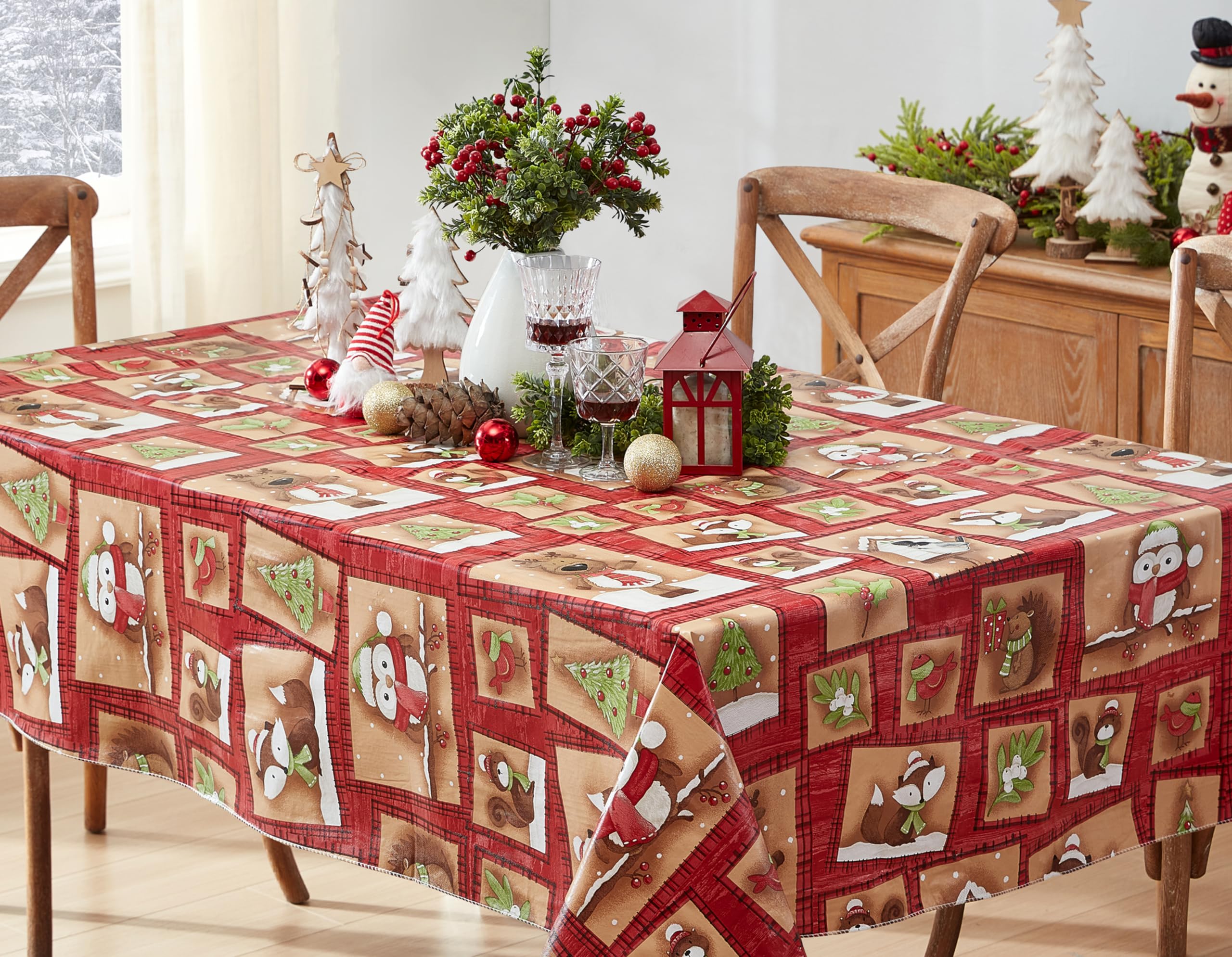 Newbridge patchwork woodland design with red-tan tones for seasonal tables.