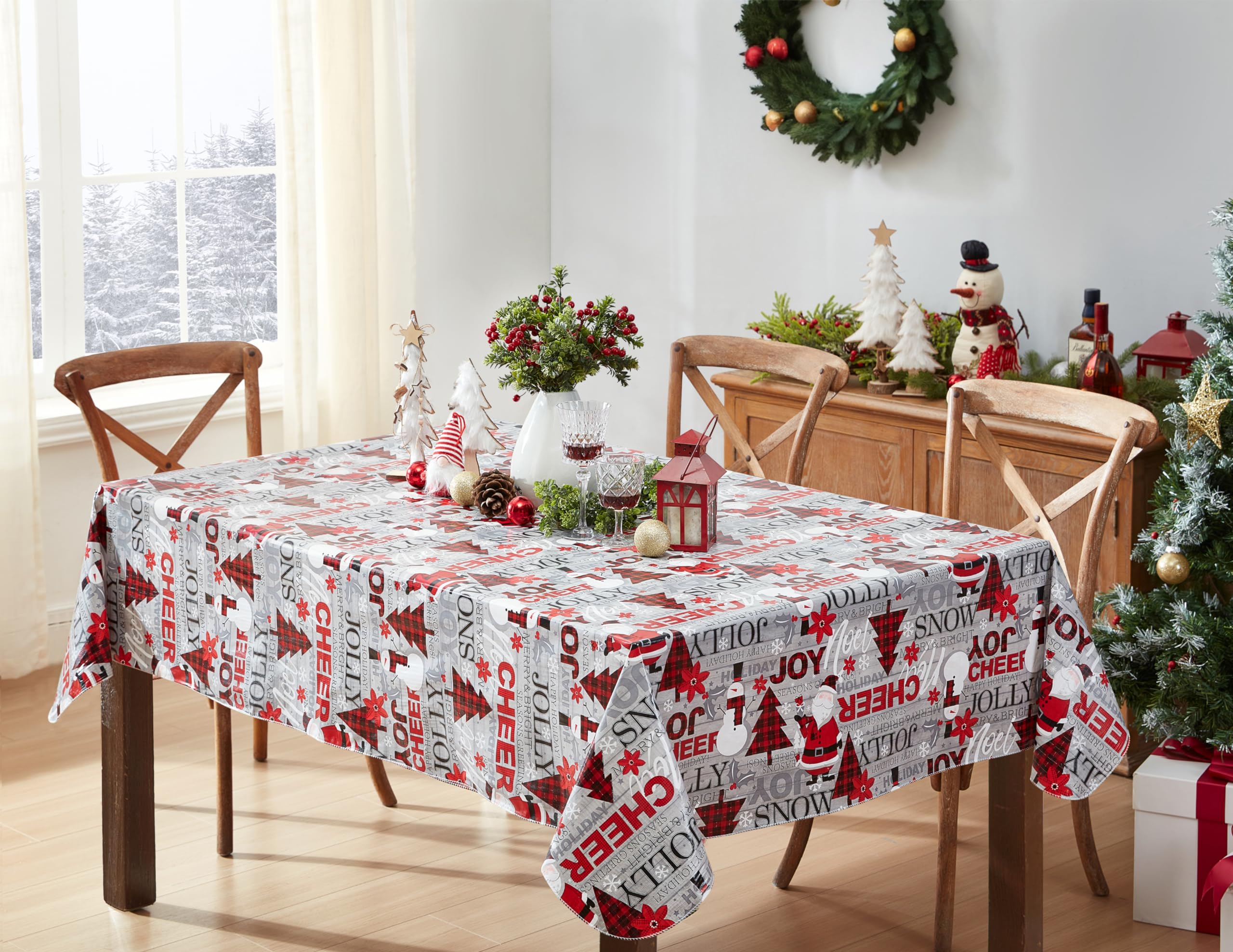 Newbridge Santa Snowflakes print closeup; adds festive charm while wiping clean after snacks.