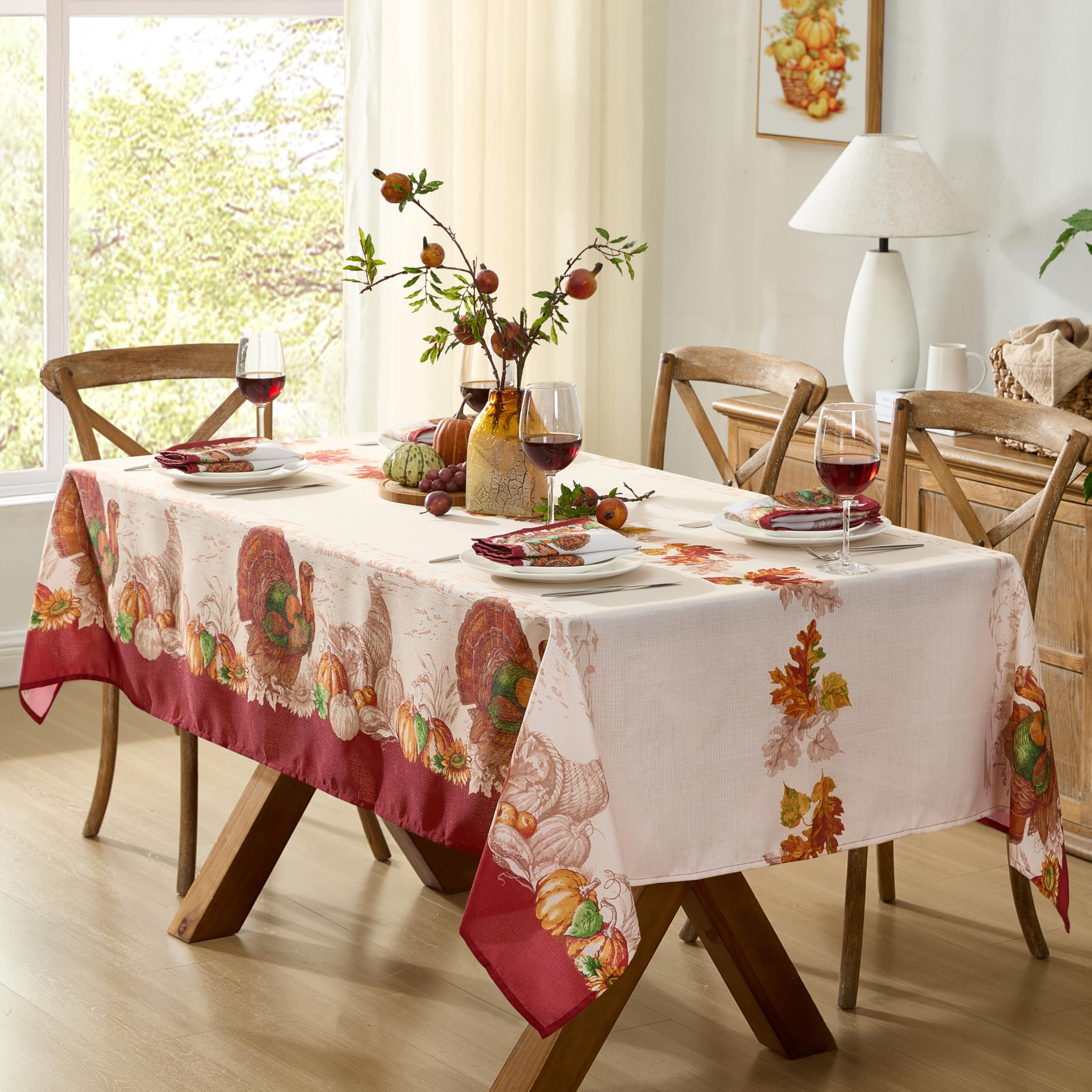 Newbridge 60 by 102 inch rectangle size accommodates eight to ten guests.