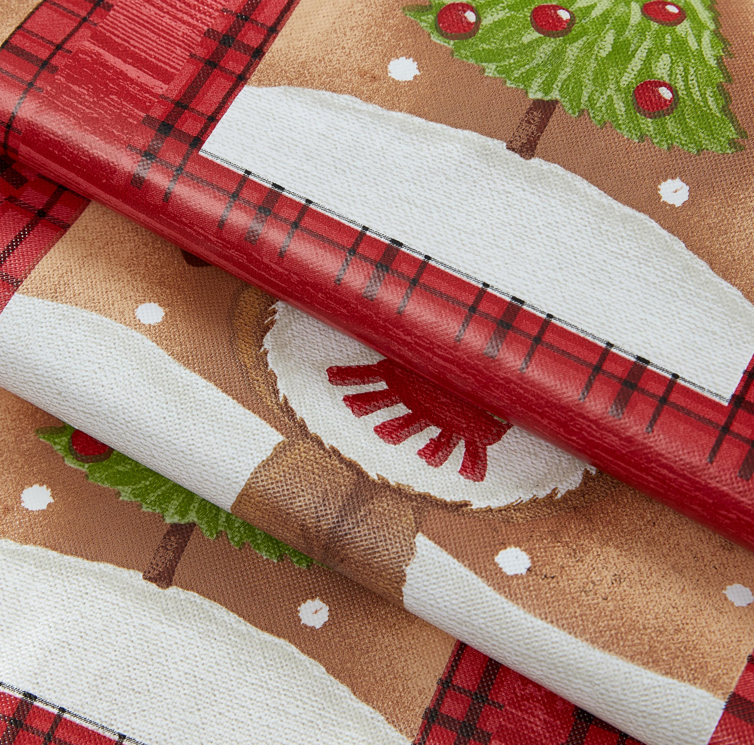 Newbridge bears and deer scene tablecloth adds rustic holiday warmth.