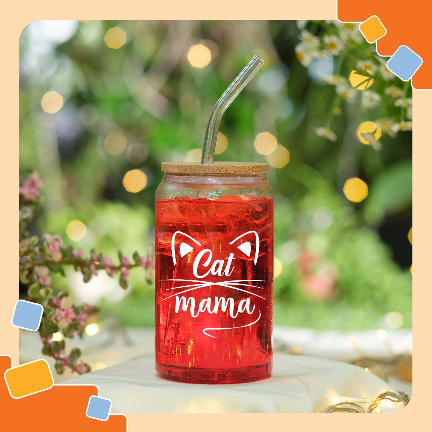 NewEleven 16oz glass with lid ready for daily beverages
