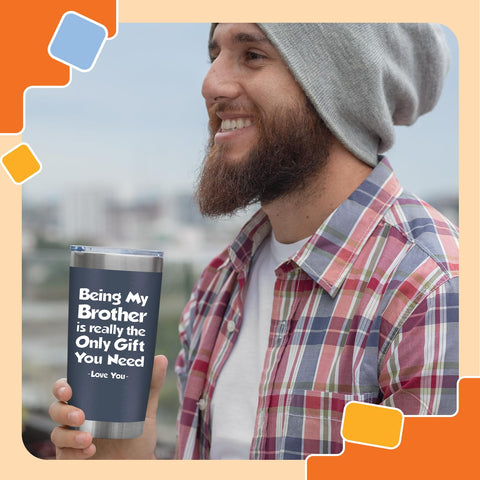 NewEleven brother tumbler navy with coffee and water use