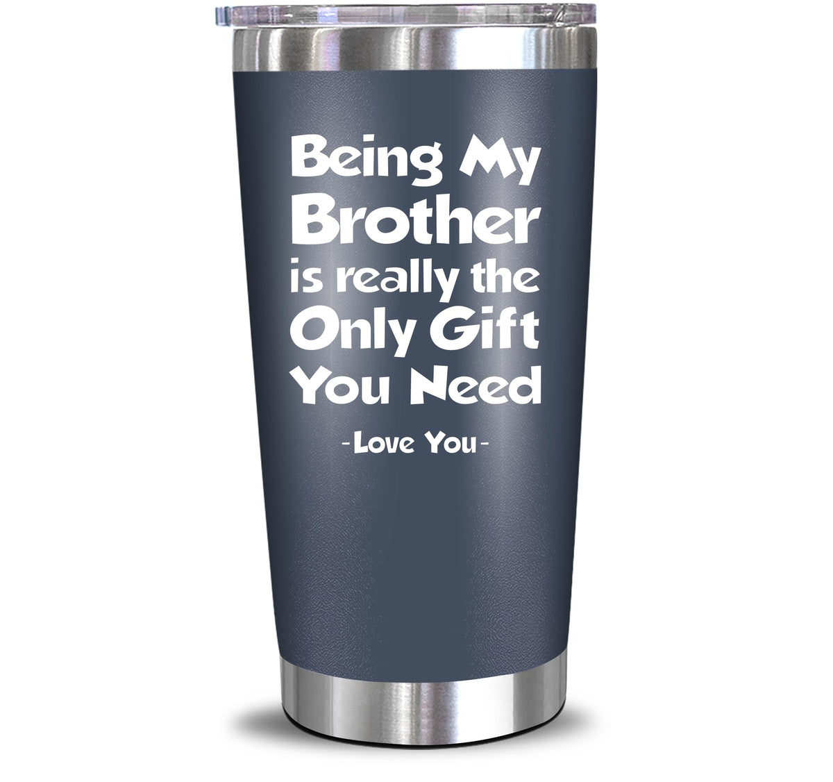 NewEleven brother tumbler navy close-up shows durable stainless steel for everyday use