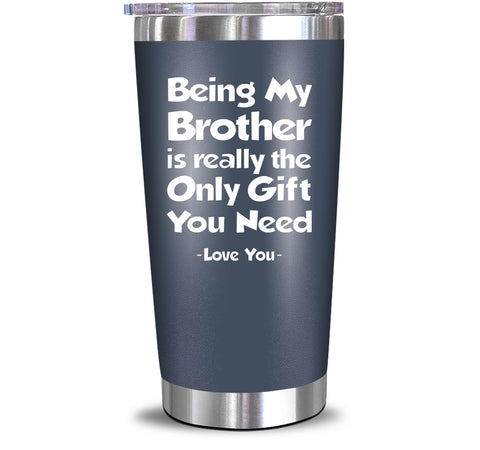 NewEleven brother tumbler navy close-up shows durable stainless steel for everyday use
