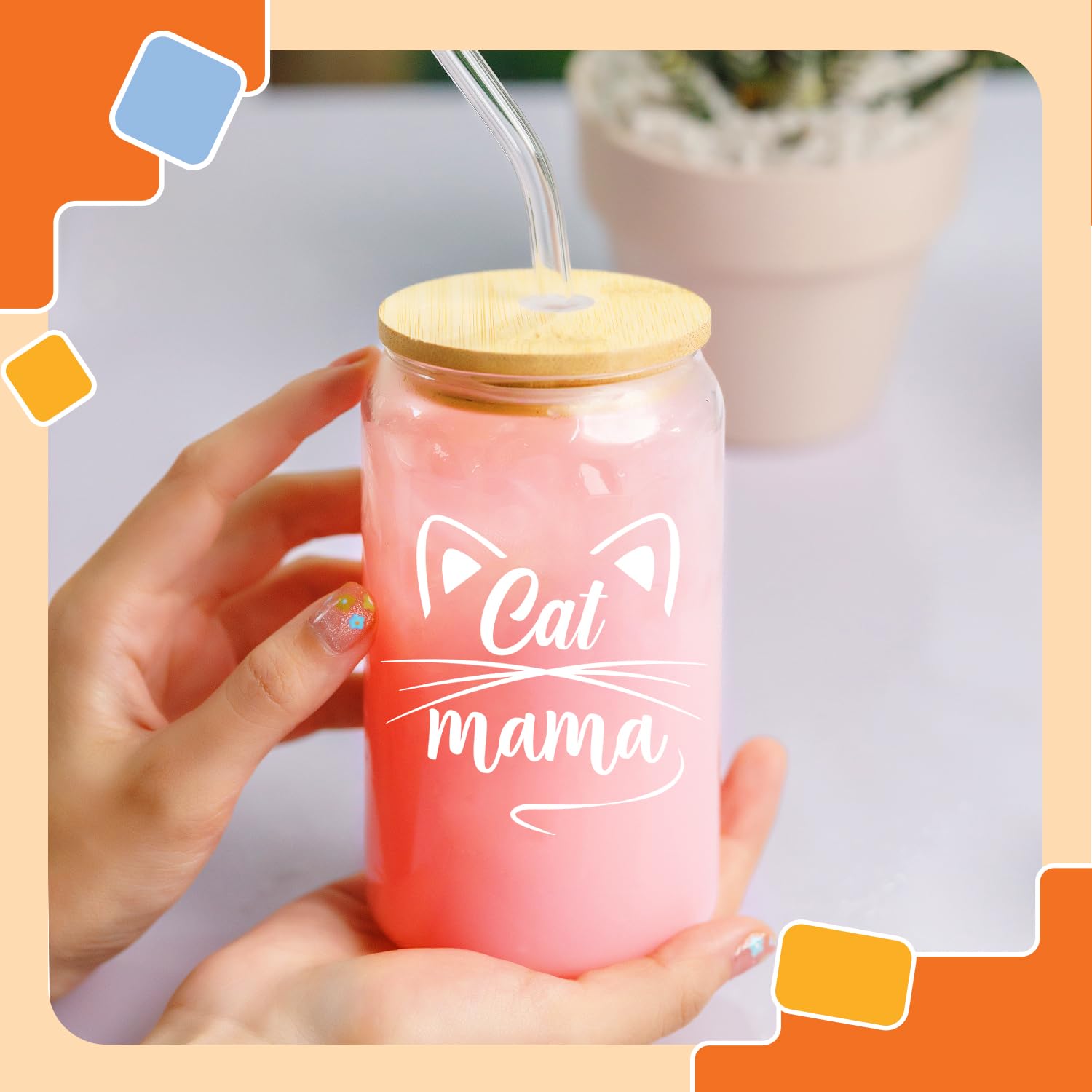 NewEleven Cat Mama glass with straw improves sipping convenience
