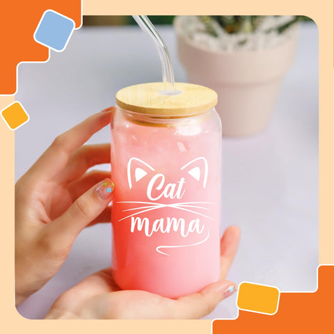 NewEleven Cat Mama glass with straw improves sipping convenience