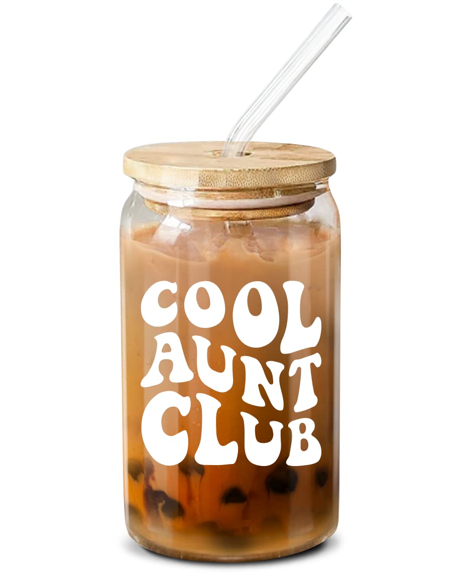 NewEleven Cool Aunt Club glass front view highlighting a stylish gift-worthy design.