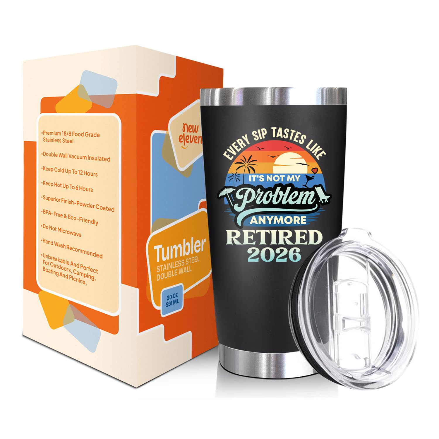 NewEleven coworker farewell gift tumbler with leak-proof lid.