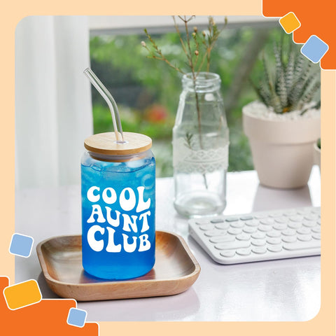 NewEleven Glass straw included beside the cup, convenient for sipping.