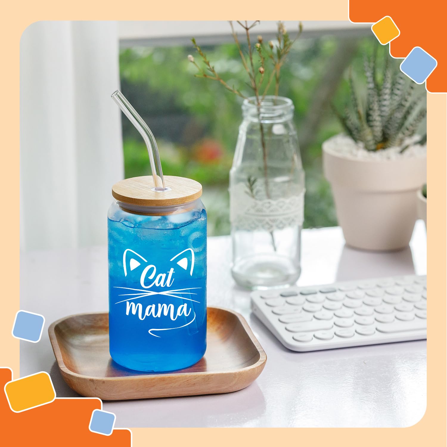 NewEleven leak-proof bamboo lid protects against spills at home or poolside