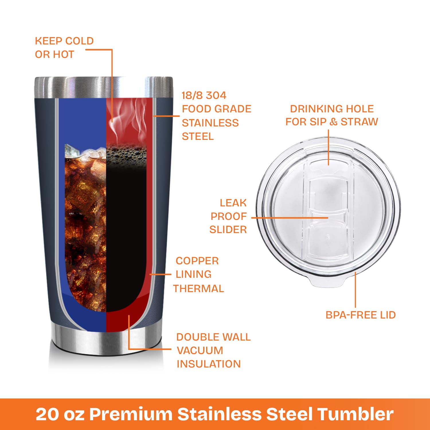 NewEleven navy tumbler outdoors demonstrates temperature versatility