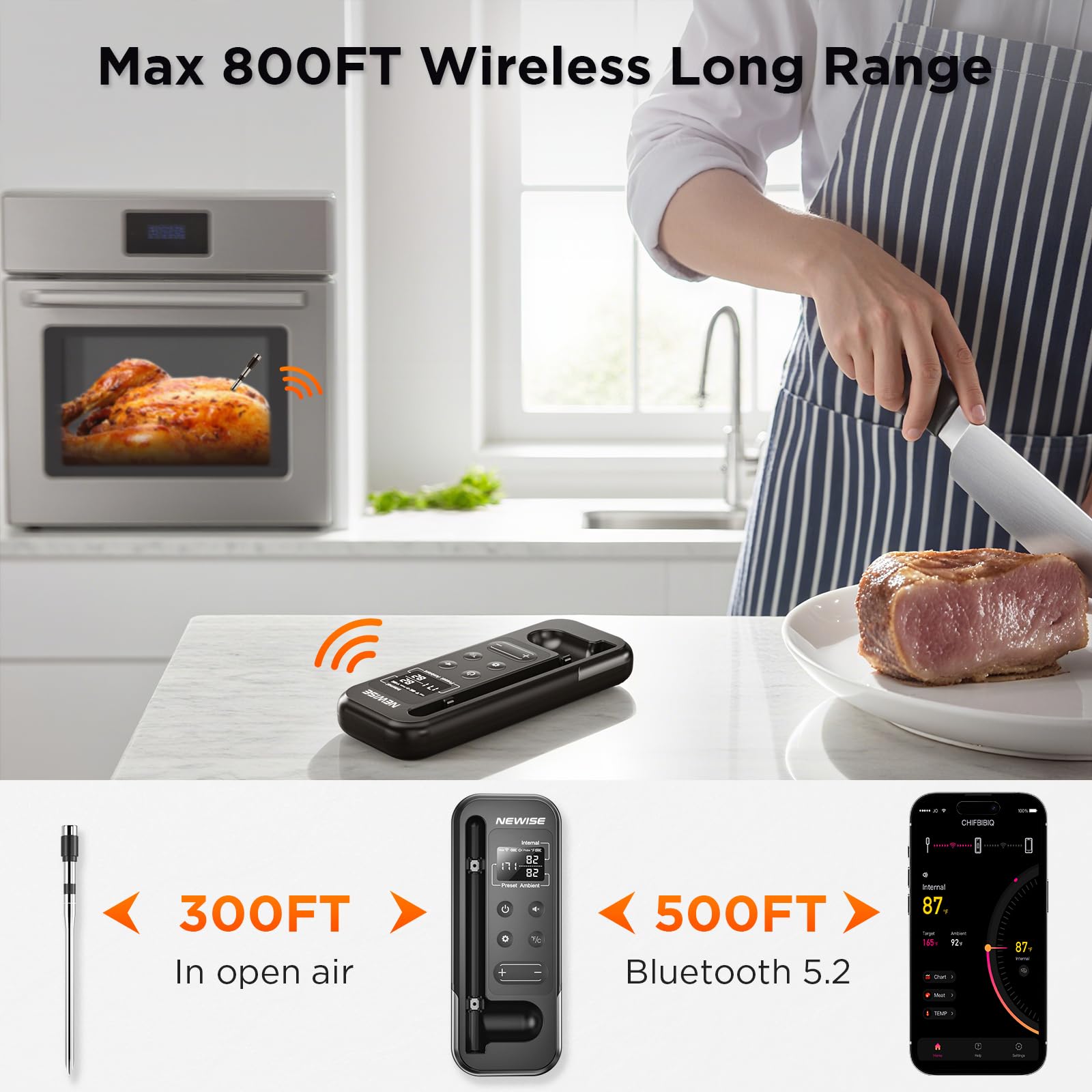 Newise LCD base and dock offers standalone temperature readings when the app isn't used.