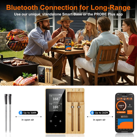 Newise long-range thermometer enabling remote monitoring during grilling.