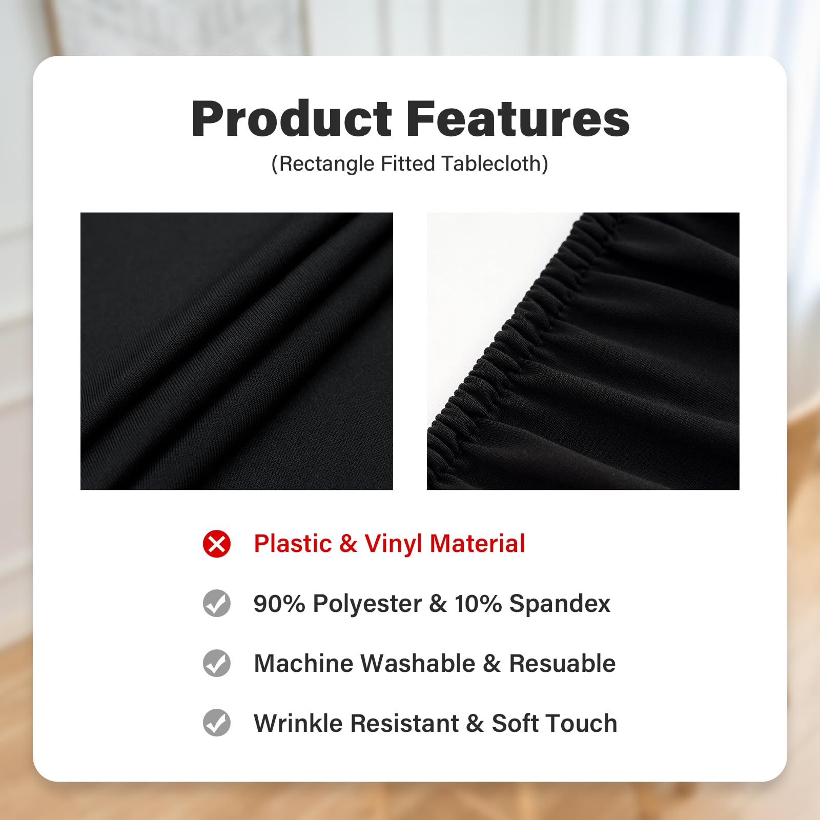 NEWISHER water-repellent tablecloth helps protect tables during spills and outdoor use.