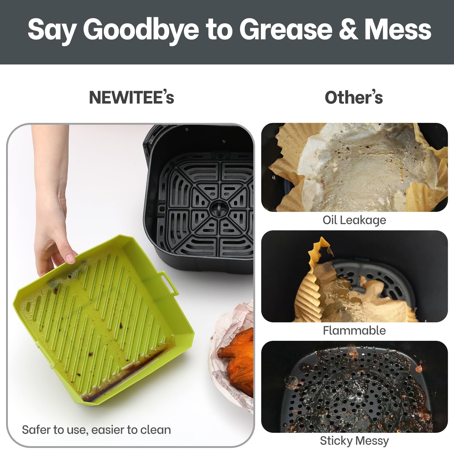 NEWITEE 5QT liners withstand up to 446°F for versatile baking.