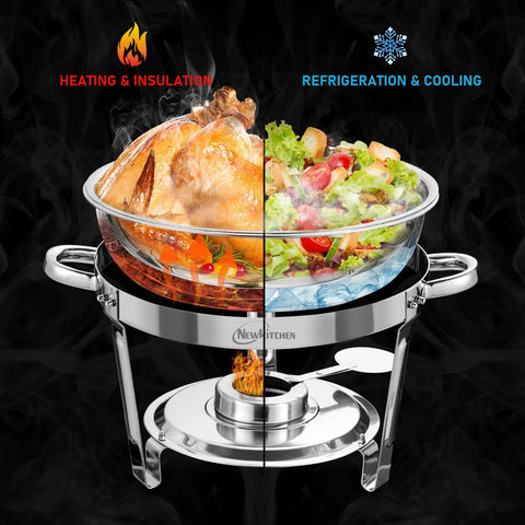 NEWKITCHEN chafing dish 5qt round set showcasing durable stainless steel