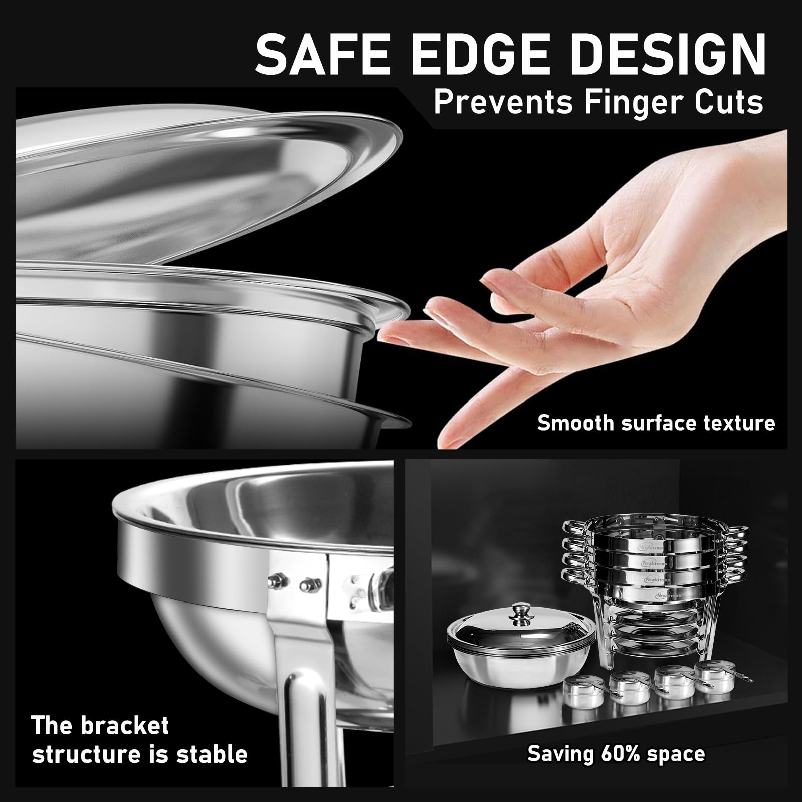 NEWKITCHEN buffet stand and lid assembly demonstrates quick setup