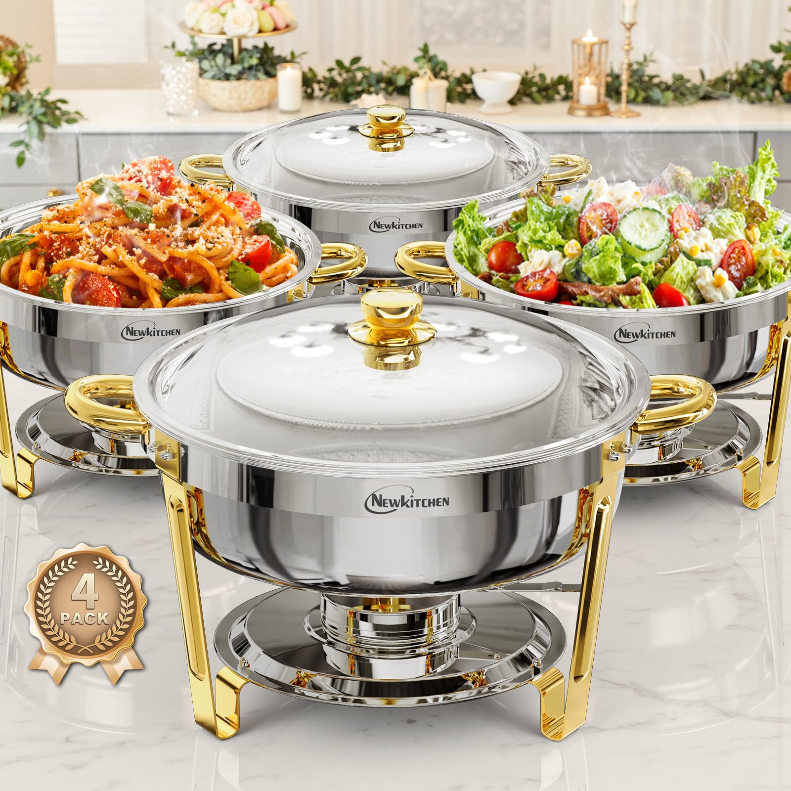NEWKITCHEN chafing dish front view with 6QT capacity for ample servings