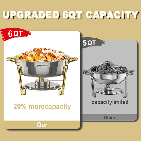 NEWKITCHEN chafing dishes in gold finish for elegant buffet presentation