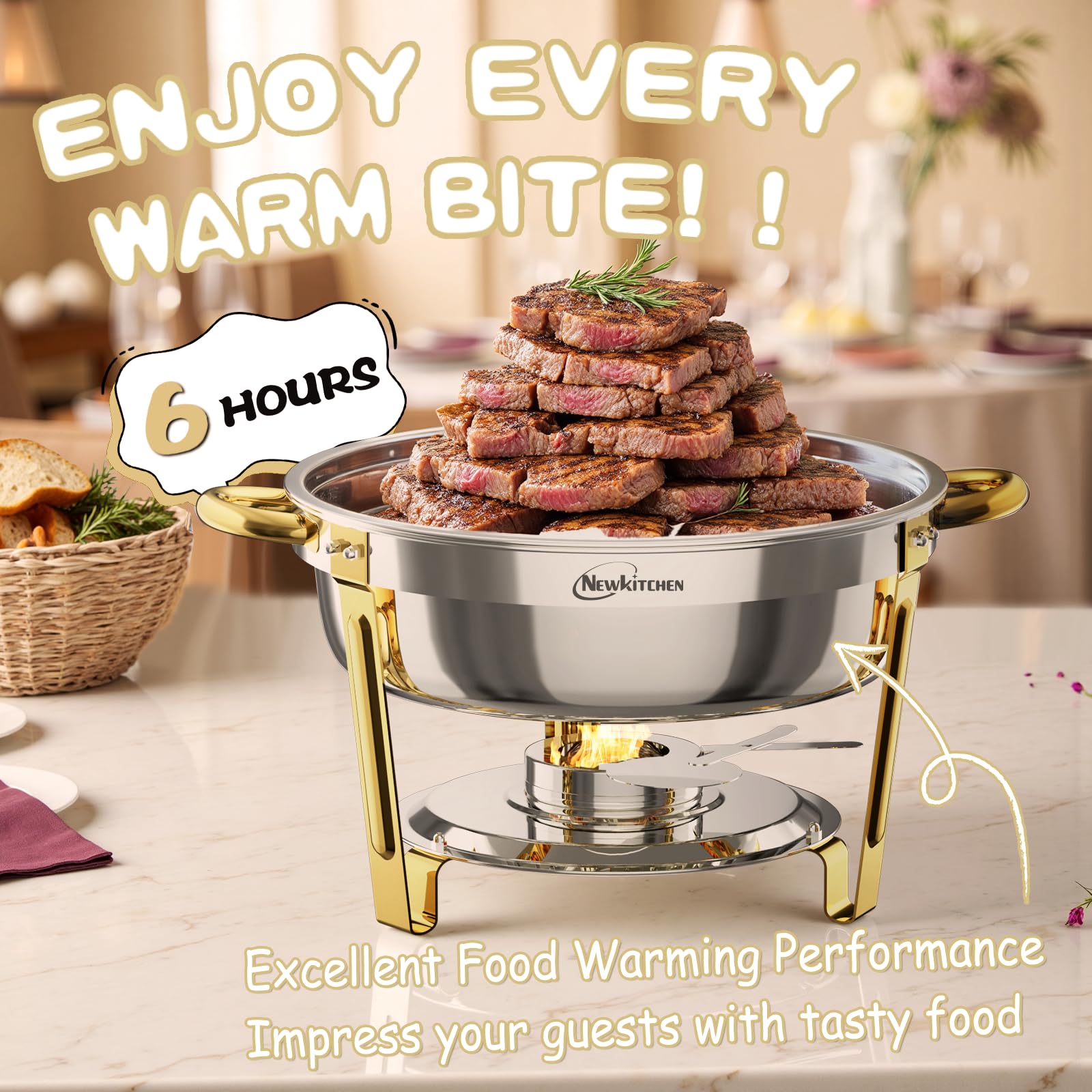 NEWKITCHEN chafing dish lids and water basin for precise temperature control