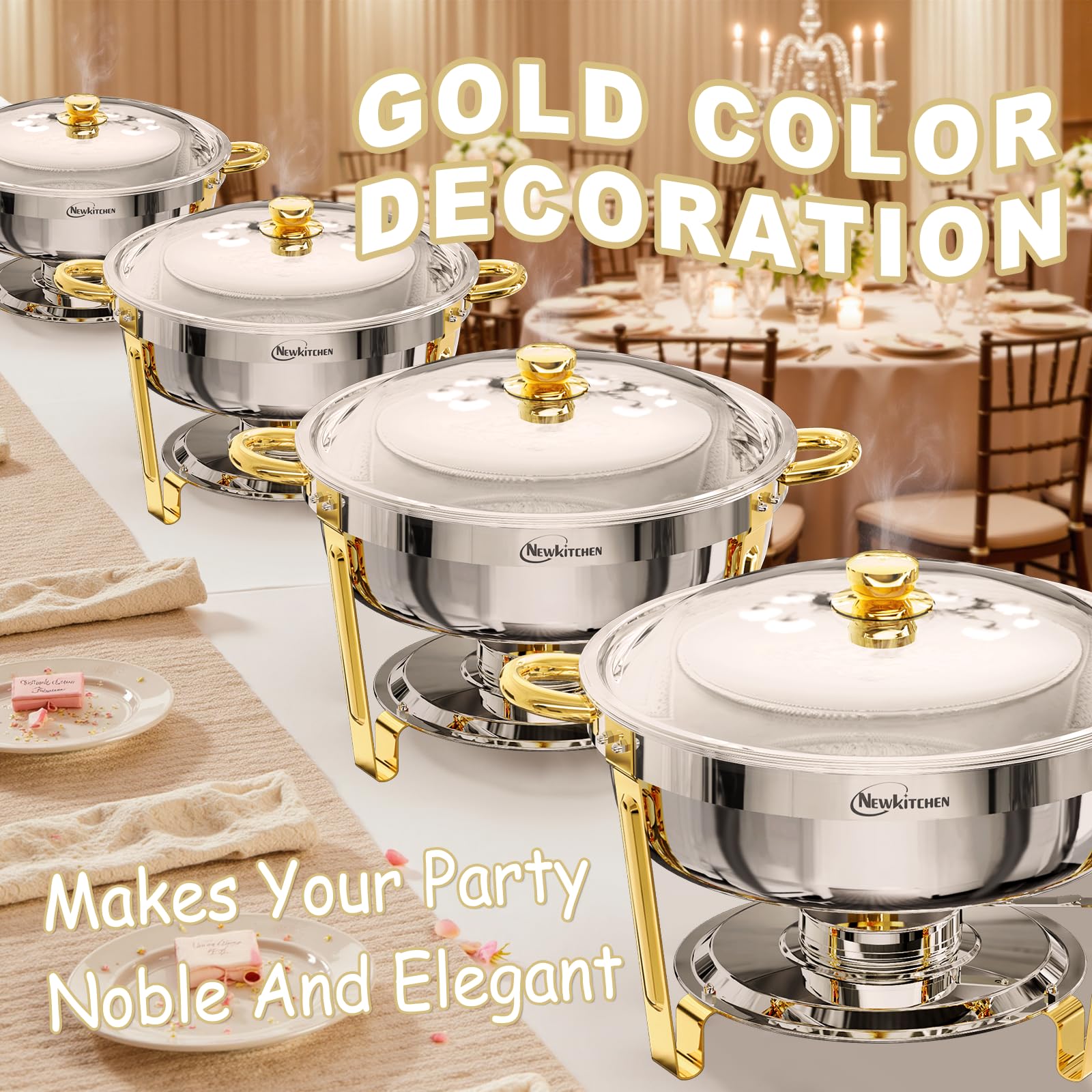 NEWKITCHEN chafing dishes ready for weddings, parties, and events