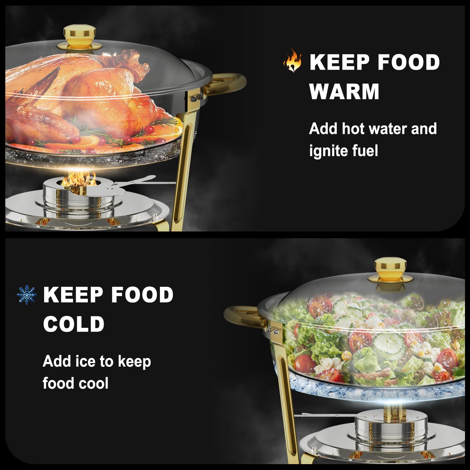 NEWKITCHEN chafing dishes in silver finish for versatile party style