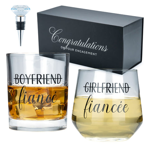 Newlywoo engagement whiskey glass for toasts and celebrations