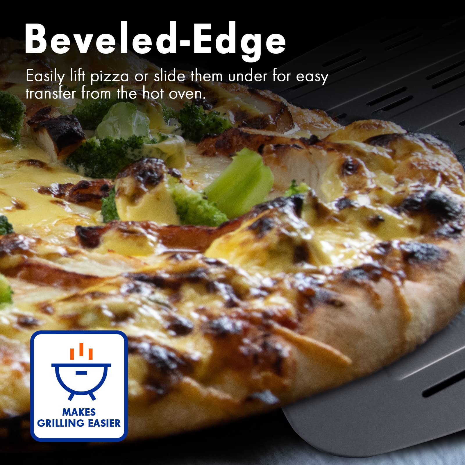 Newmeto aluminum pizza peel with long handle for safe use