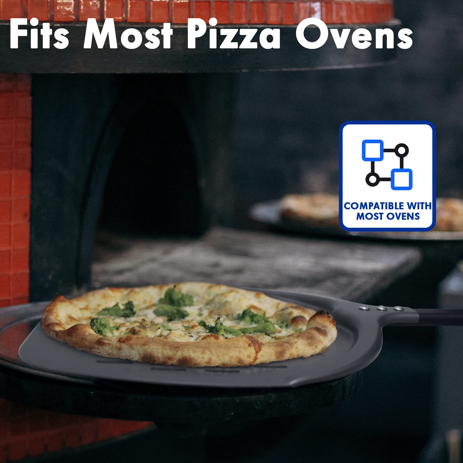 Newmeto pizza peel with silicone handle cover for burn protection