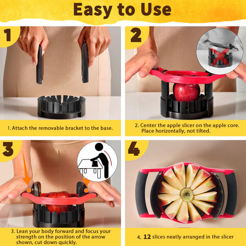 Newness slicer producing 12 thin apple slices in five seconds