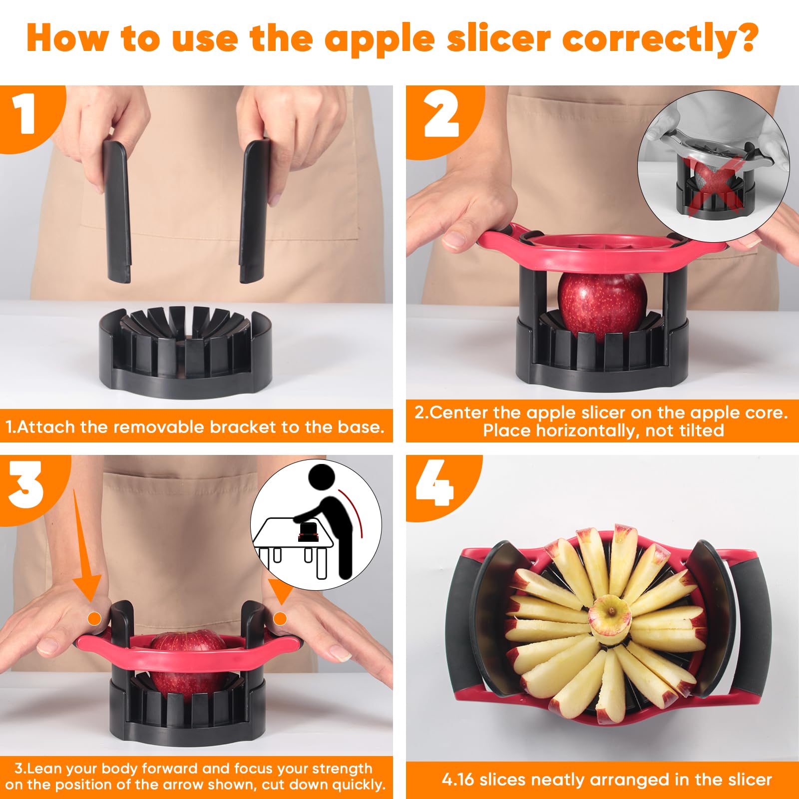 Newness apple corer and slicer cleanly core and slice apples in one pass.