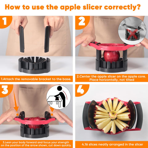Newness apple corer and slicer cleanly core and slice apples in one pass.