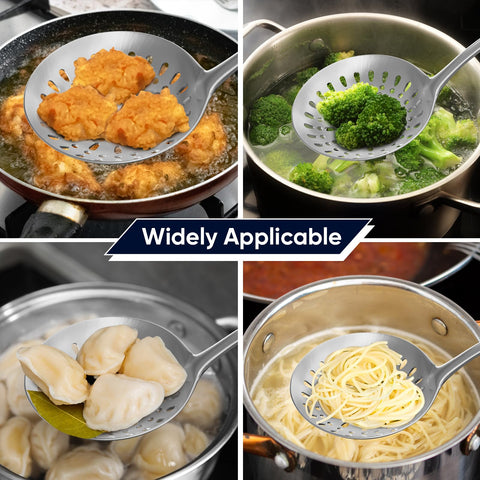 Newness dishwasher-safe slotted spoon for easy cleaning after meals.