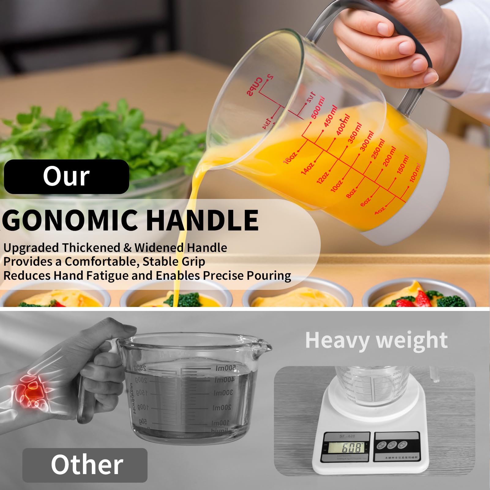 Newness lightweight borosilicate glass for comfortable handling.