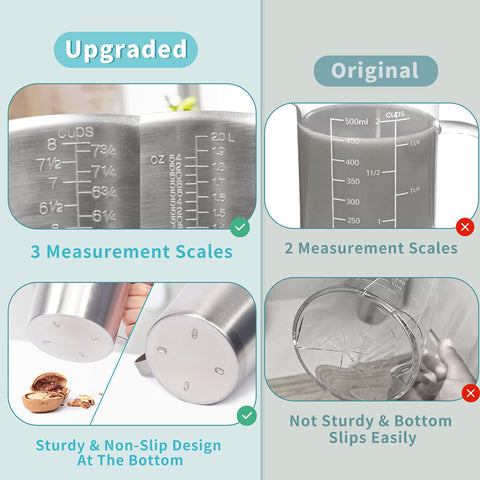 Newness measuring cup wide-mouth design for easy filling and cleaning.