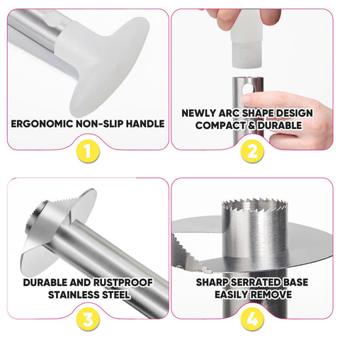 Newness pineapple corer ergonomic handle for smooth twisting through fruit.