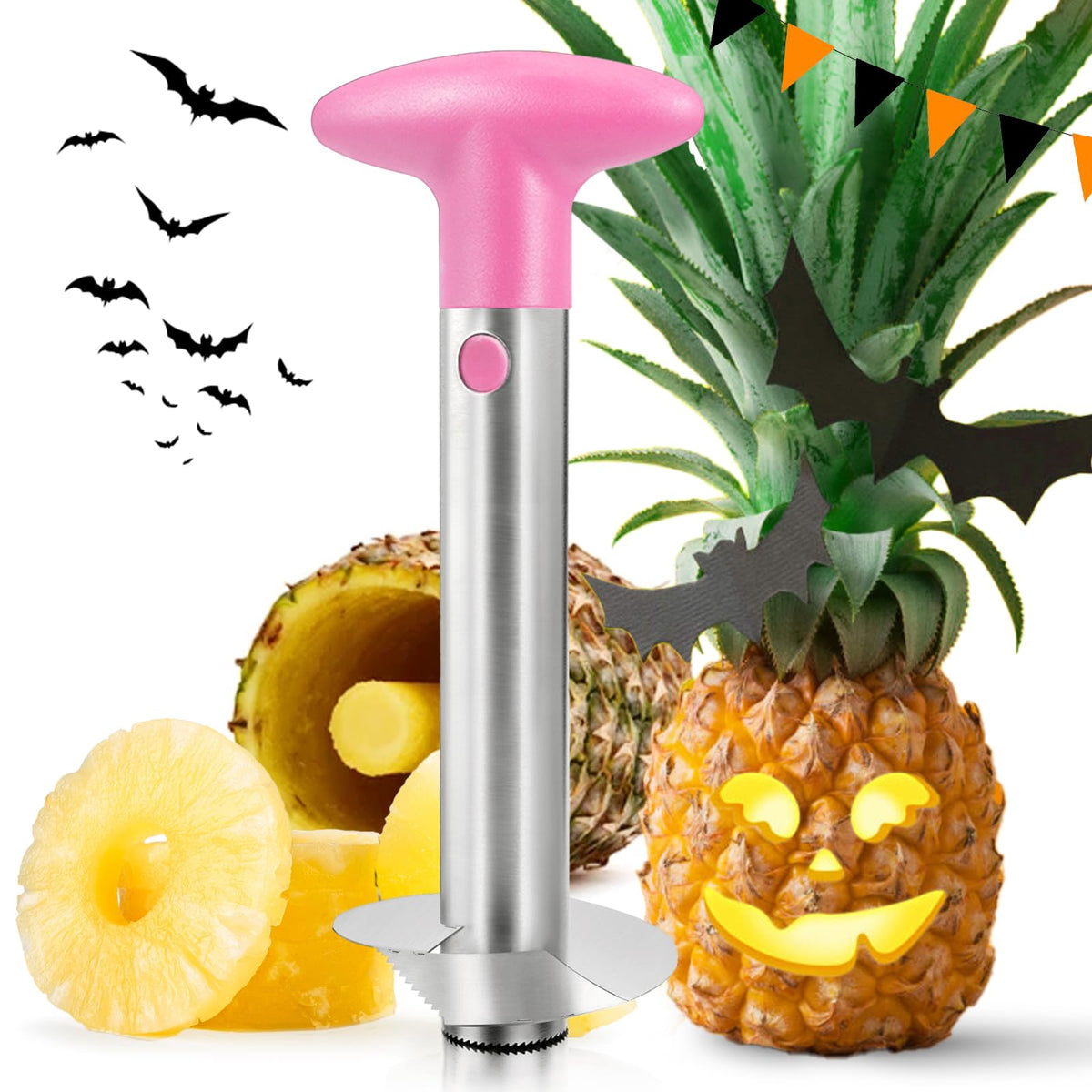 Newness Pineapple Corer with upgraded thicker blade for faster peeling and coring.