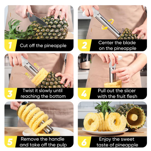Newness pineapple corer creates perfect rings in seconds.