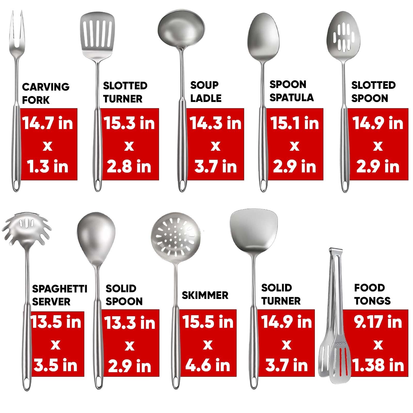 Newness solid turner in stainless steel suitable for flipping foods evenly