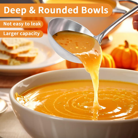 Newness Soup Ladle in 304 stainless steel highlighting rustproof daily use
